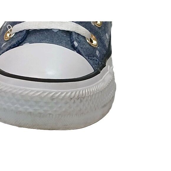 Women's Converse Madison Ox 6 Denim Blue Padded Collar Polka Dot Chuck Shoes - Picture 10 of 14